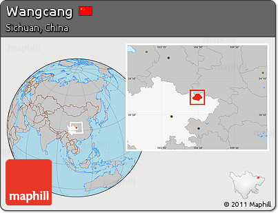 Gray Location Map of Wangcang, highlighted parent region