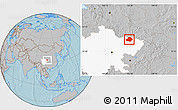 Gray Location Map of Wangcang, highlighted parent region, hill shading