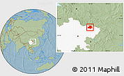 Savanna Style Location Map of Wangcang, highlighted parent region, hill shading
