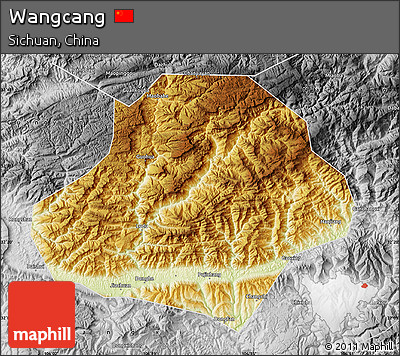 Physical Map of Wangcang, desaturated