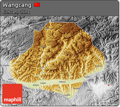 Physical Map of Wangcang, desaturated