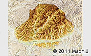 Physical Map of Wangcang, lighten