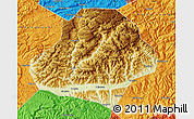 Physical Map of Wangcang, political outside