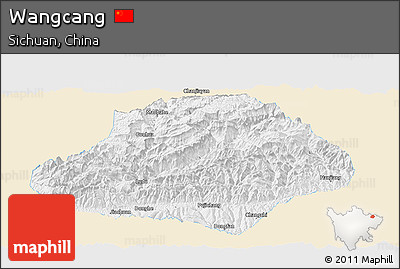 Classic Style Panoramic Map of Wangcang, single color outside