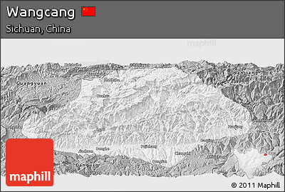 Gray Panoramic Map of Wangcang