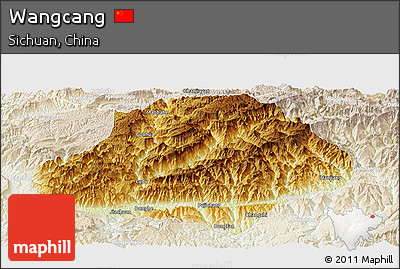 Physical Panoramic Map of Wangcang, lighten