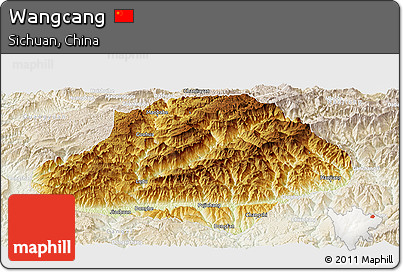 Physical Panoramic Map of Wangcang, lighten