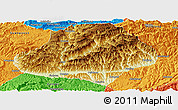 Physical Panoramic Map of Wangcang, political outside