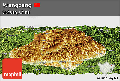 Physical Panoramic Map of Wangcang, satellite outside