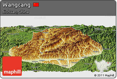 Physical Panoramic Map of Wangcang, satellite outside