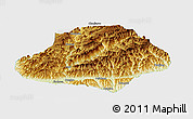 Physical Panoramic Map of Wangcang, single color outside