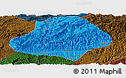 Political Panoramic Map of Wangcang, darken