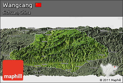 Satellite Panoramic Map of Wangcang, semi-desaturated