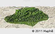 Satellite Panoramic Map of Wangcang, shaded relief outside
