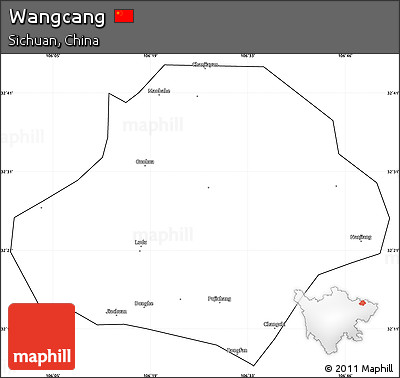 Blank Simple Map of Wangcang, cropped outside