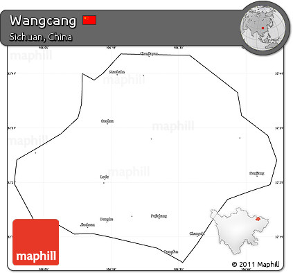 Blank Simple Map of Wangcang, cropped outside