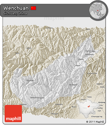 Classic Style 3D Map of Wenchuan