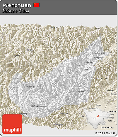 Classic Style 3D Map of Wenchuan