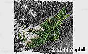Satellite 3D Map of Wenchuan, desaturated
