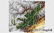 Satellite 3D Map of Wenchuan, physical outside
