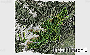 Satellite 3D Map of Wenchuan, semi-desaturated