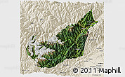 Satellite 3D Map of Wenchuan, shaded relief outside
