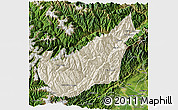 Shaded Relief 3D Map of Wenchuan, satellite outside
