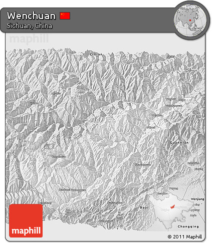 Silver Style 3D Map of Wenchuan