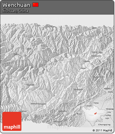 Silver Style 3D Map of Wenchuan