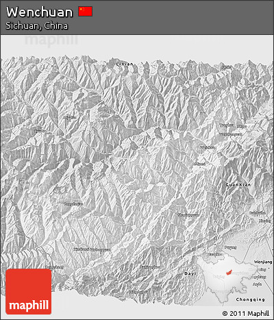 Silver Style 3D Map of Wenchuan