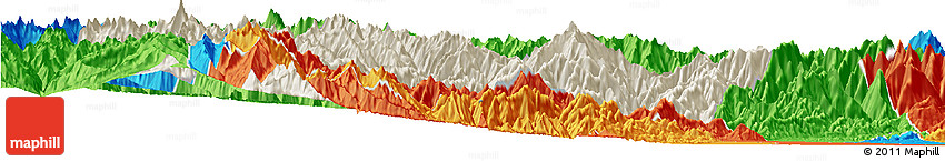 Shaded Relief Horizon Map of Wenchuan, political outside