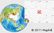 Physical Location Map of Wenchuan, highlighted country