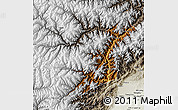 Physical Map of Wenchuan, semi-desaturated