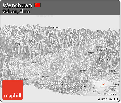 Silver Style Panoramic Map of Wenchuan