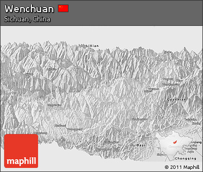 Silver Style Panoramic Map of Wenchuan