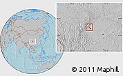 Gray Location Map of Wenjiang, hill shading