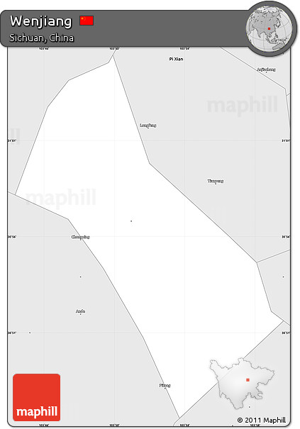 Silver Style Simple Map of Wenjiang