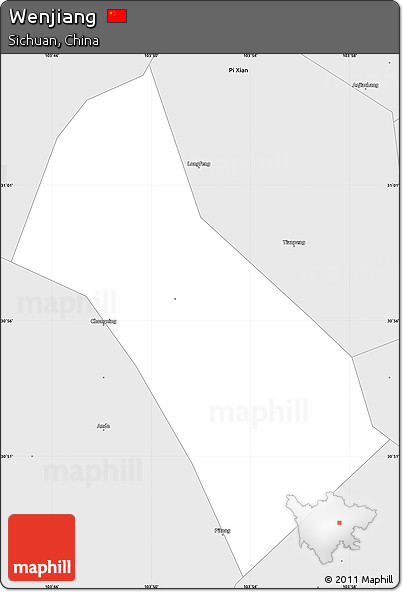 Silver Style Simple Map of Wenjiang