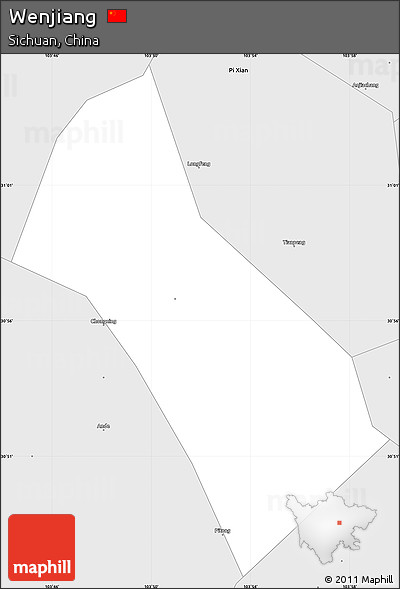 Silver Style Simple Map of Wenjiang