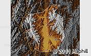 Physical Map of Xichang, darken