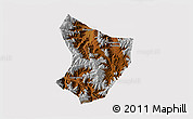 Physical 3D Map of Xide, cropped outside