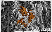 Physical 3D Map of Xide, darken, desaturated