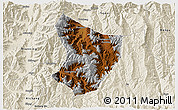 Physical 3D Map of Xide, shaded relief outside