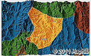 Political 3D Map of Xide, darken