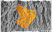 Political 3D Map of Xide, desaturated