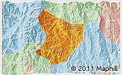 Political 3D Map of Xide, lighten