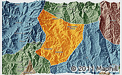 Political 3D Map of Xide, semi-desaturated