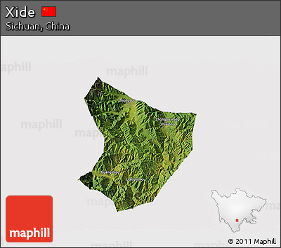 Satellite 3D Map of Xide, cropped outside