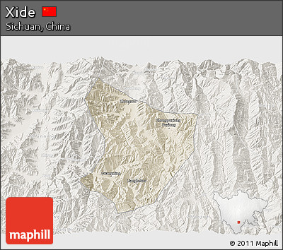 Shaded Relief 3D Map of Xide, lighten