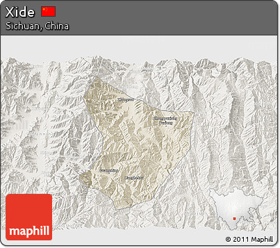 Shaded Relief 3D Map of Xide, lighten